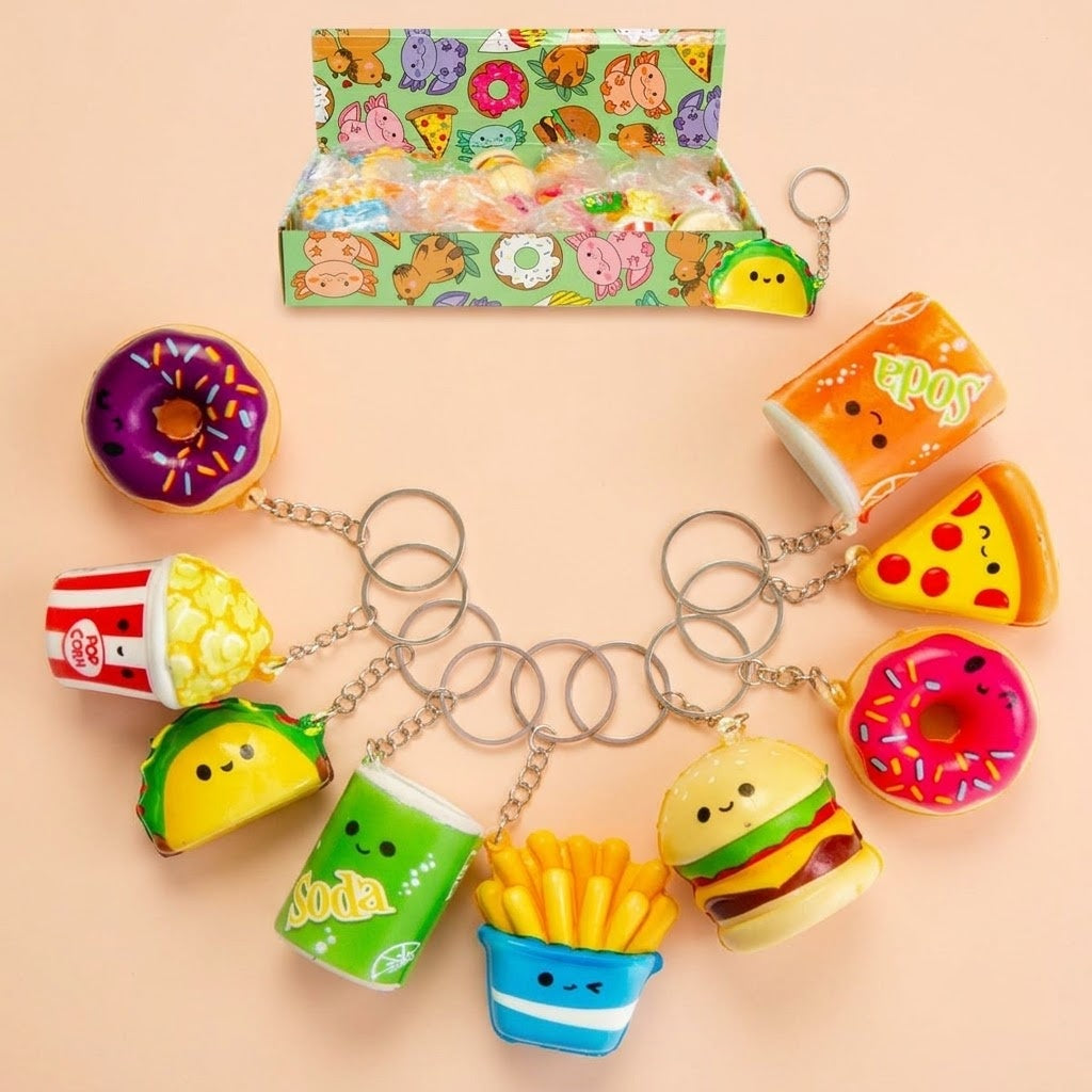 Squishy Fast Food Keychain Foam Food Keyring - studio photo