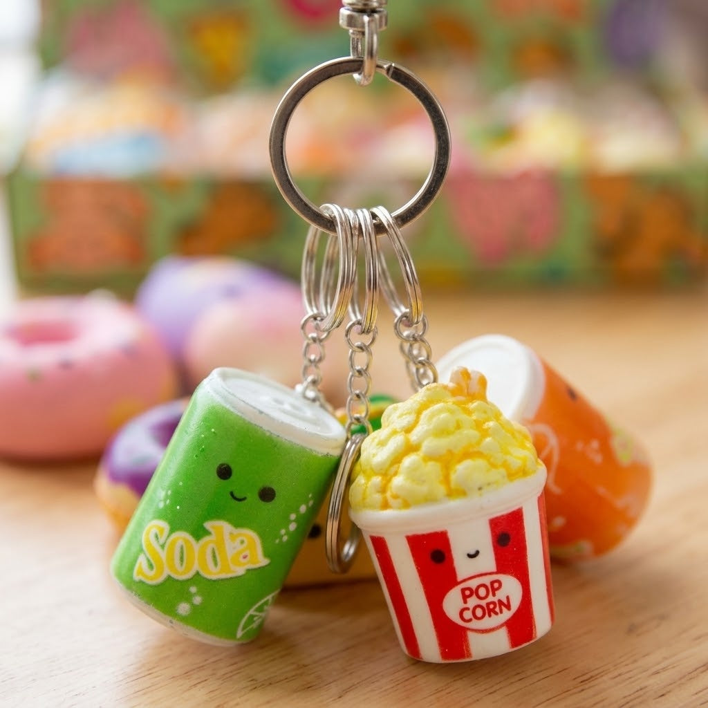 Squishy Fast Food Keychain Foam Food Keyring - close-up