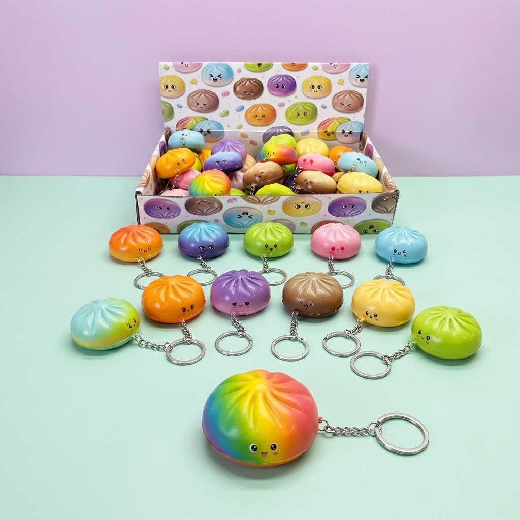 Squishy Dumpling Keychain Moshi Foam Toy 5 cm - studio photo