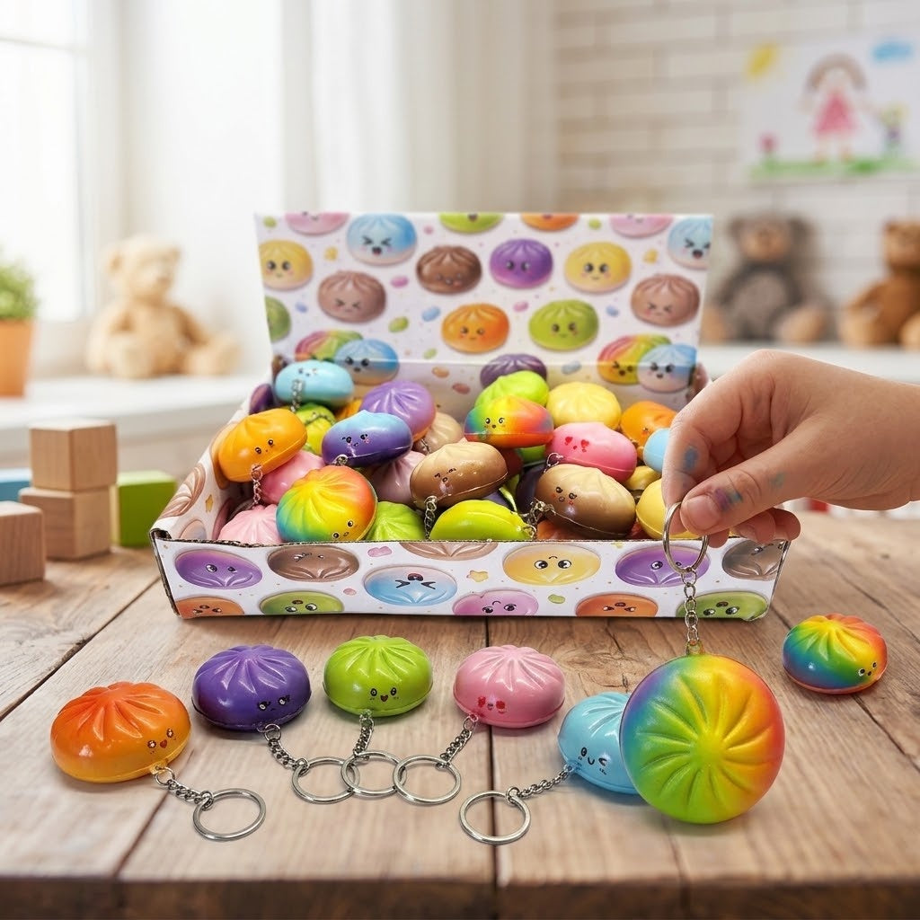 Squishy Dumpling Keychain Moshi Foam Toy 5 cm - lifestyle photo