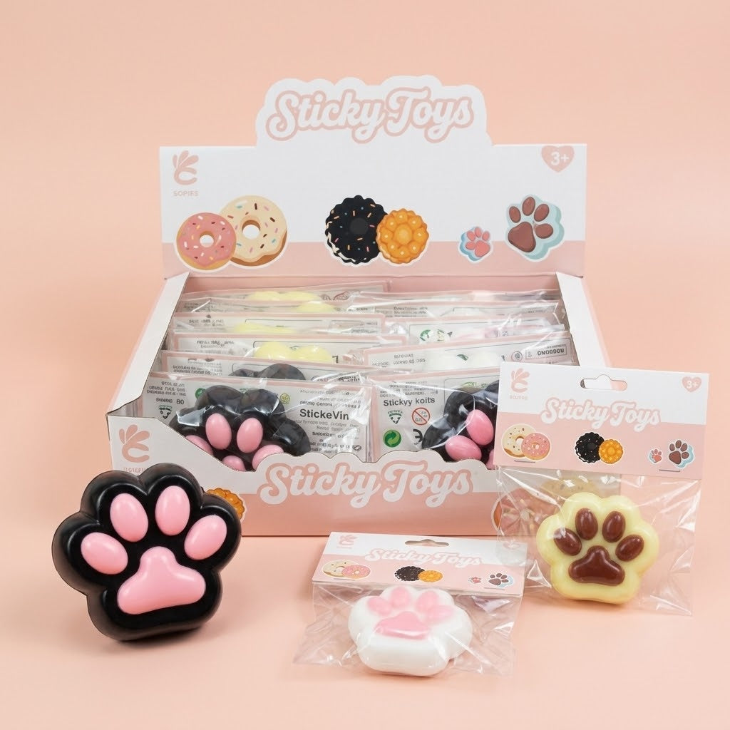 Kawaii Cat Paw Squishy Sticky Stress Toy - studio photo