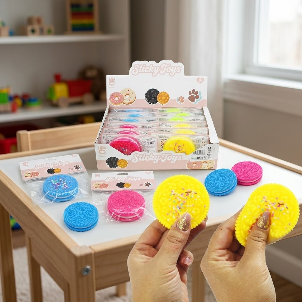 Cookie Squishy Sticky Stress Toy, Ø 6.5 cm - lifestyle photo
