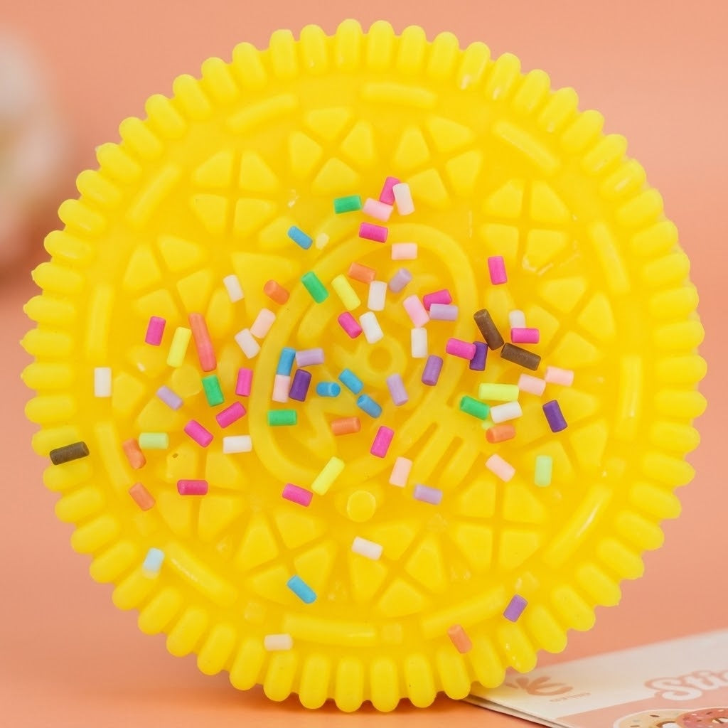 Cookie Squishy Sticky Stress Toy, Ø 6.5 cm - close-up