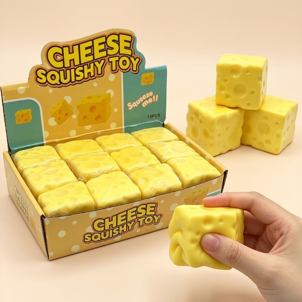 Cheese Squishy Slow Rising Stress Toy 5 cm - studio photo
