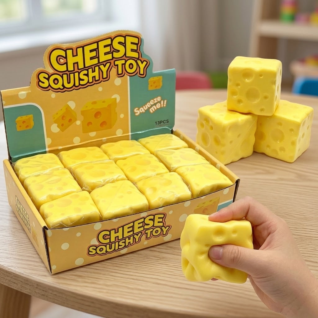 Cheese Squishy Slow Rising Stress Toy 5 cm - lifestyle photo