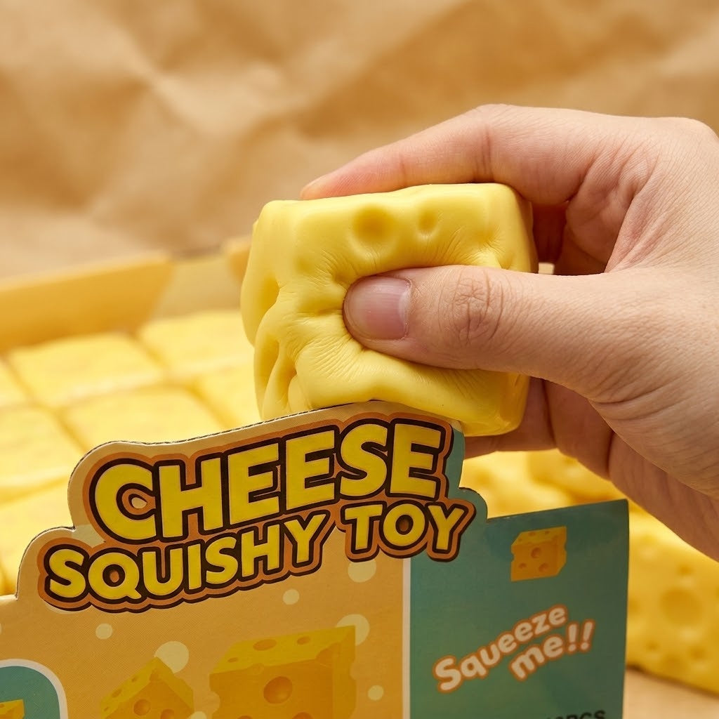 Cheese Squishy Slow Rising Stress Toy 5 cm - close-up