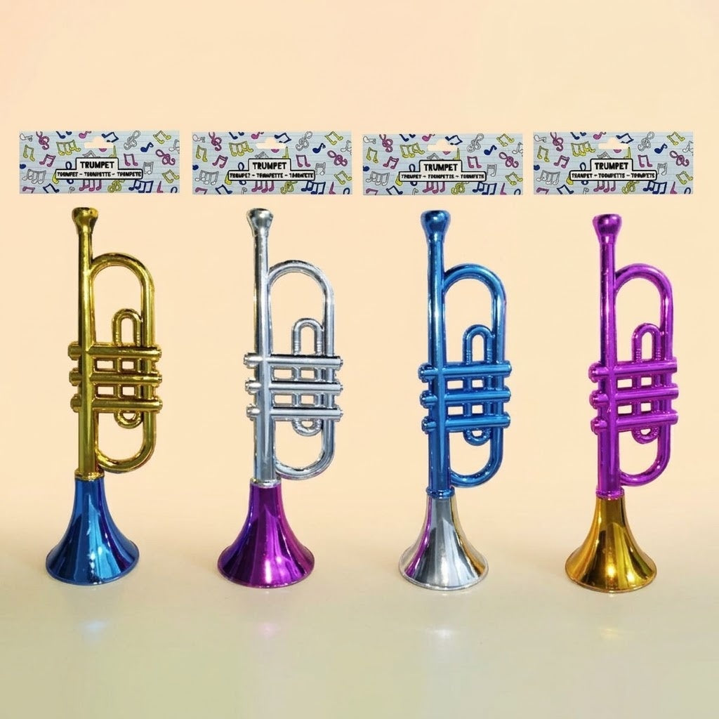 Toy Trumpet 33 cm Metal Effect Musical Toy - studio photo