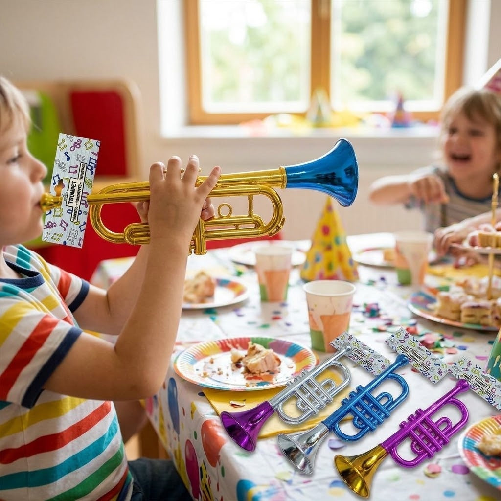 Toy Trumpet 33 cm Metal Effect Musical Toy - lifestyle photo