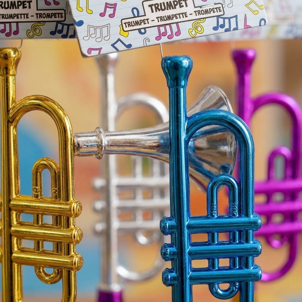 Toy Trumpet 33 cm Metal Effect Musical Toy - close-up