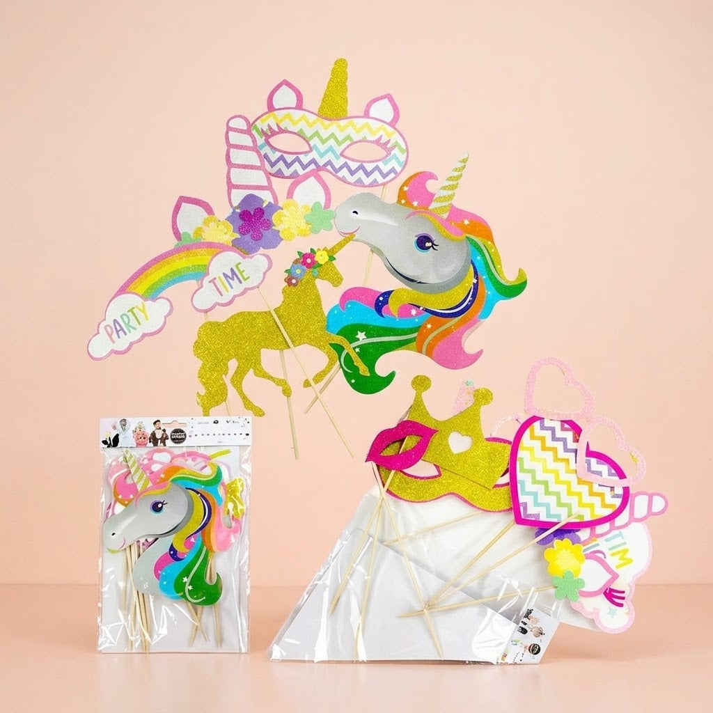 Unicorn Photo Booth Props on Sticks for Parties - studio photo