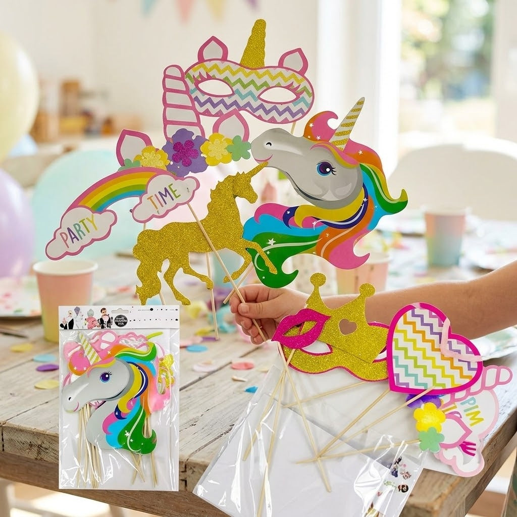 Unicorn Photo Booth Props on Sticks for Parties - lifestyle photo