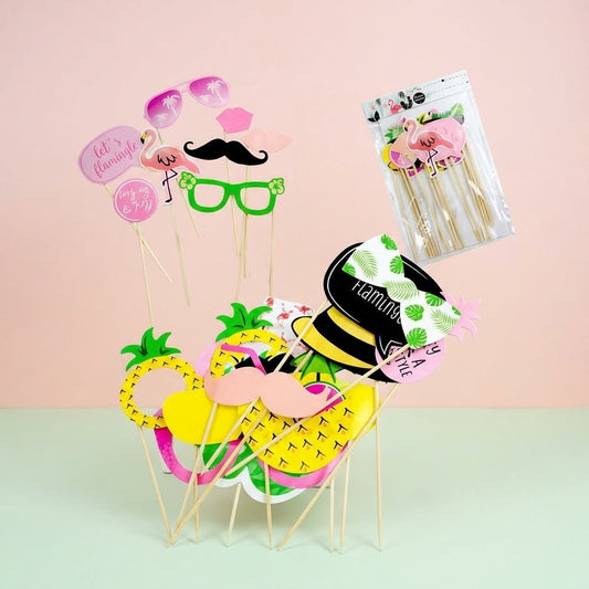 Hawaiian Photo Booth Props on Sticks Party Pack - studio photo