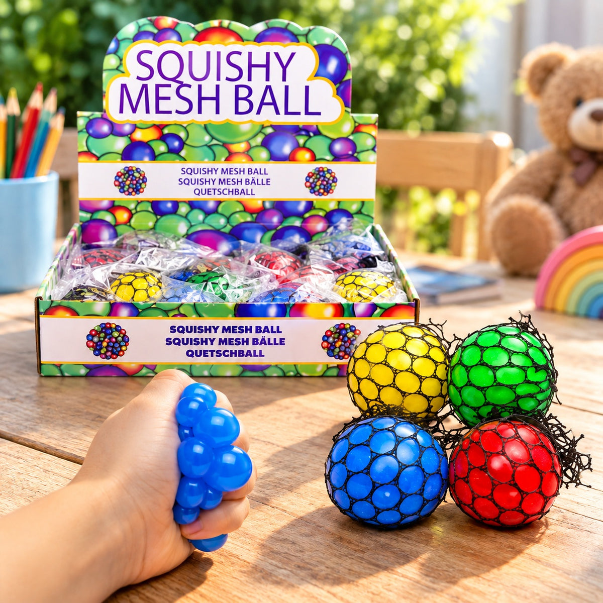 Squishy Mesh Stress Ball Brain Squeeze Toy 4.5 cm - lifestyle photo