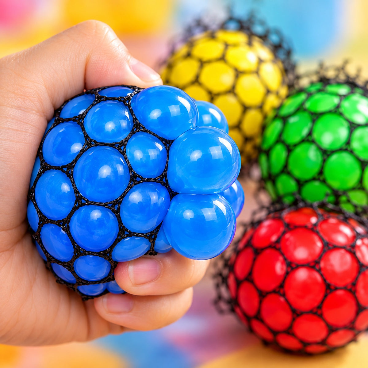 Squishy Mesh Stress Ball Brain Squeeze Toy 4.5 cm - close-up