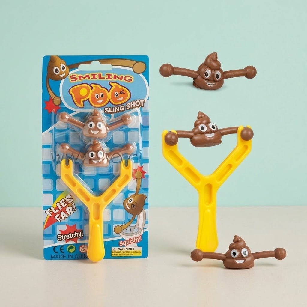 Stretchy Poop Launcher Toy Pack of 2 Joke Toy - studio photo