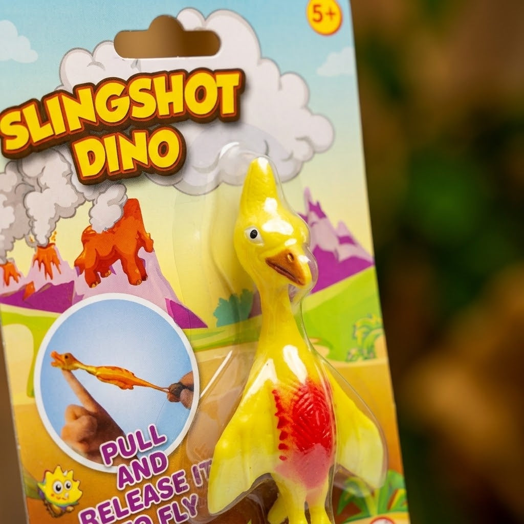 Stretchy Flying Dinosaur Finger Launcher 11 cm - close-up