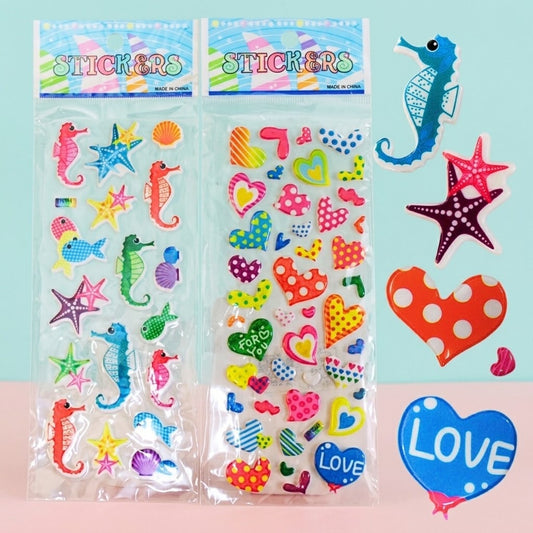 3D Puffy Stickers Hearts & Sea World Designs - studio photo