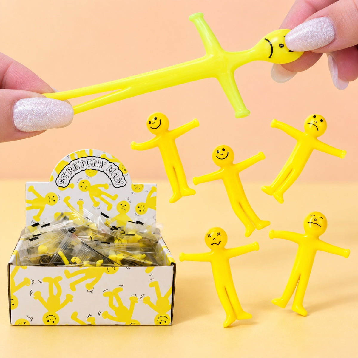 Stretchy Sticky Man Toy – Party Bag Filler 6 cm - studio photo