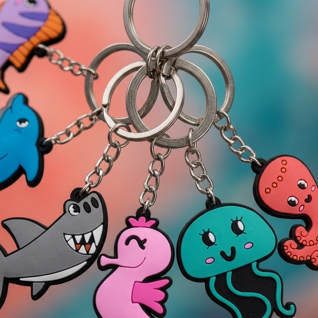 Sea Animals Keychain Ocean Bag Charm - close-up