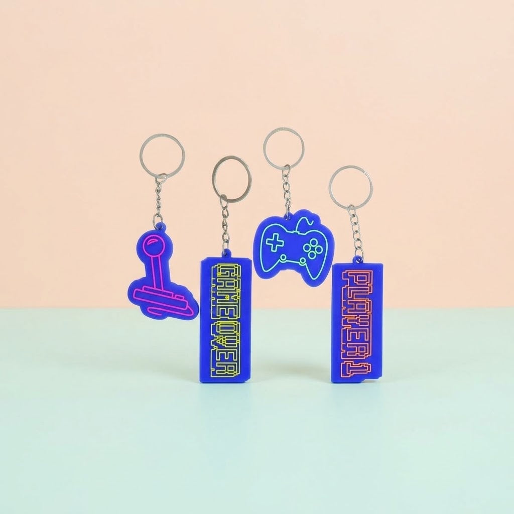 Gamer Keychain Video Game Key Ring for Kids - studio photo