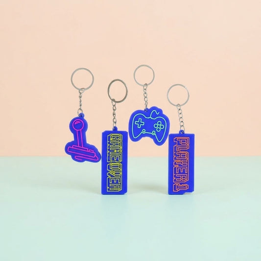 Gamer Keychain Video Game Key Ring for Kids - studio photo