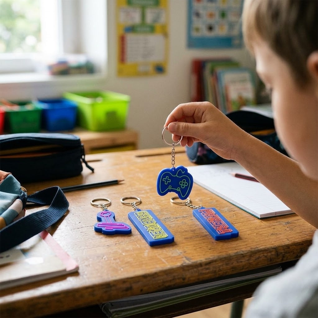Gamer Keychain Video Game Key Ring for Kids - lifestyle photo