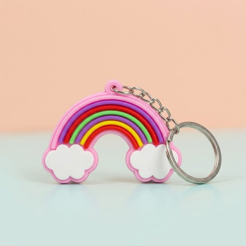 Rainbow Keychain Colourful Bag Charm for Kids - studio photo