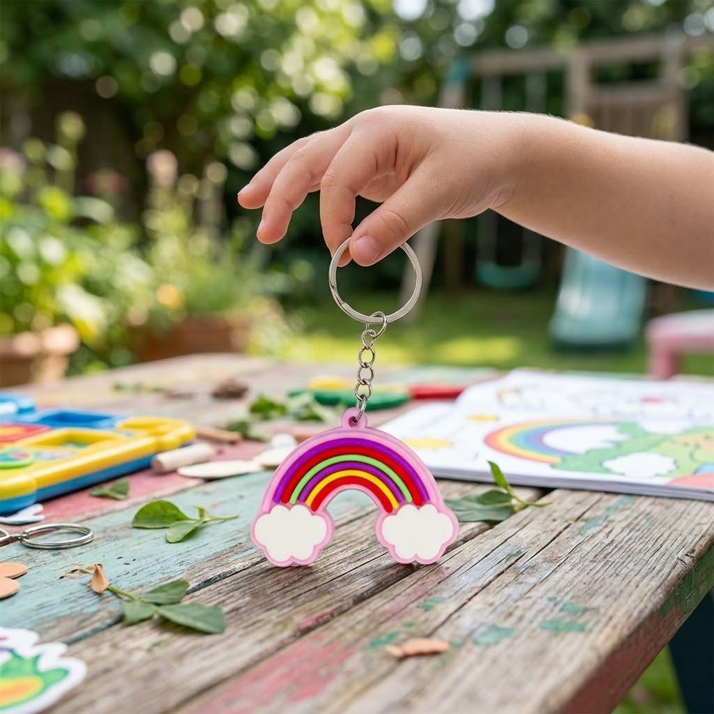 Rainbow Keychain Colourful Bag Charm for Kids - lifestyle photo