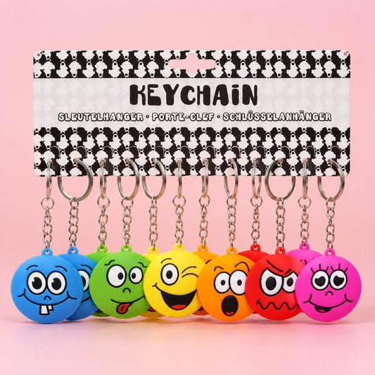 Funny Emotion Face Keychain 4.5 cm Emoji Key Ring - studio photo
