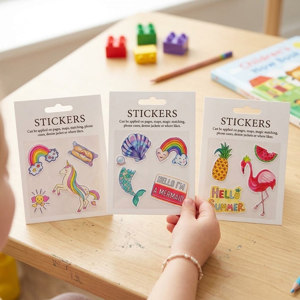 3D Puffy Stickers Unicorn, Flamingo & Mermaid - lifestyle photo