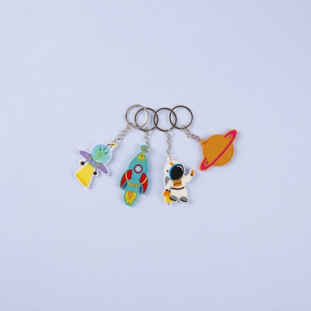 Space Theme Keychain Bag Charm for Kids - studio photo