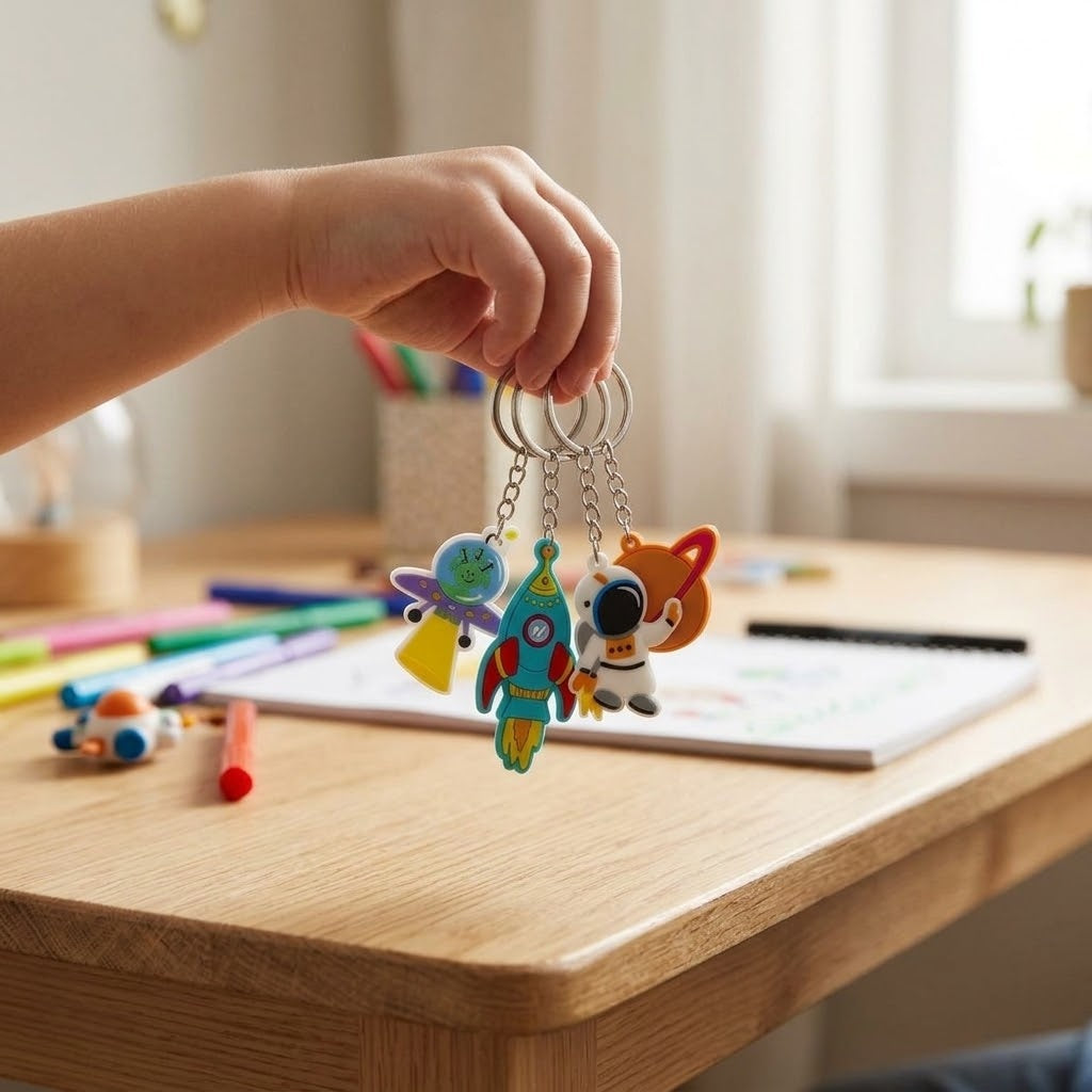 Space Theme Keychain Bag Charm for Kids - lifestyle photo