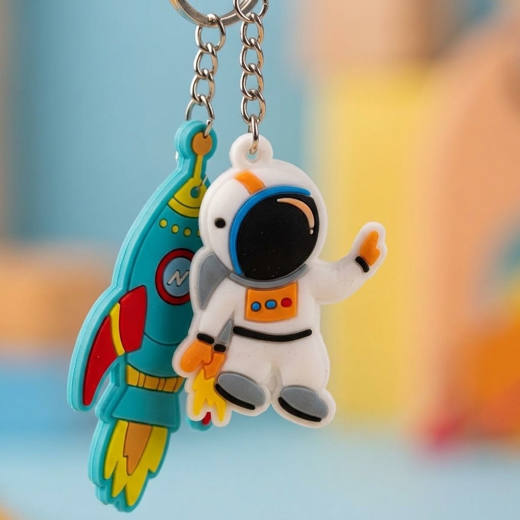 Space Theme Keychain Bag Charm for Kids - close-up