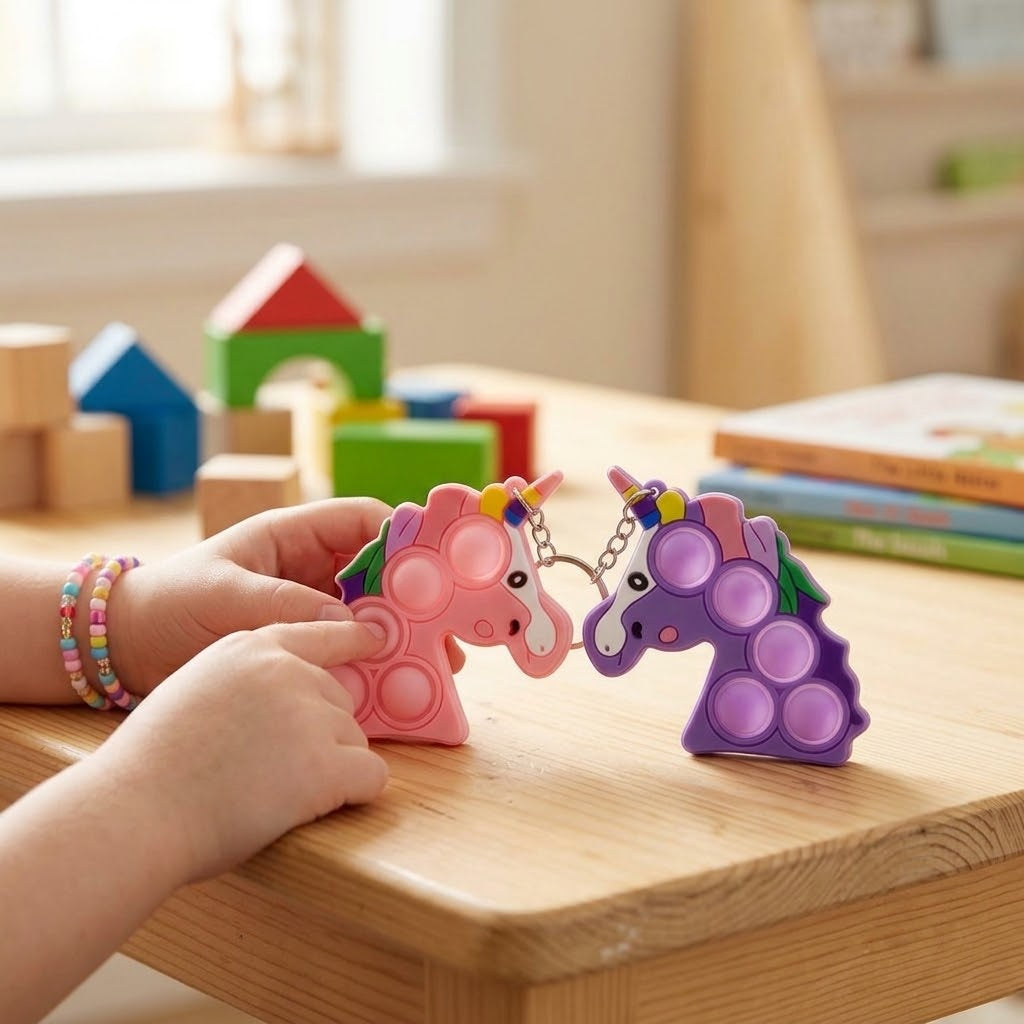 Unicorn Pop It Keychain 8 cm Fidget Toy - lifestyle photo