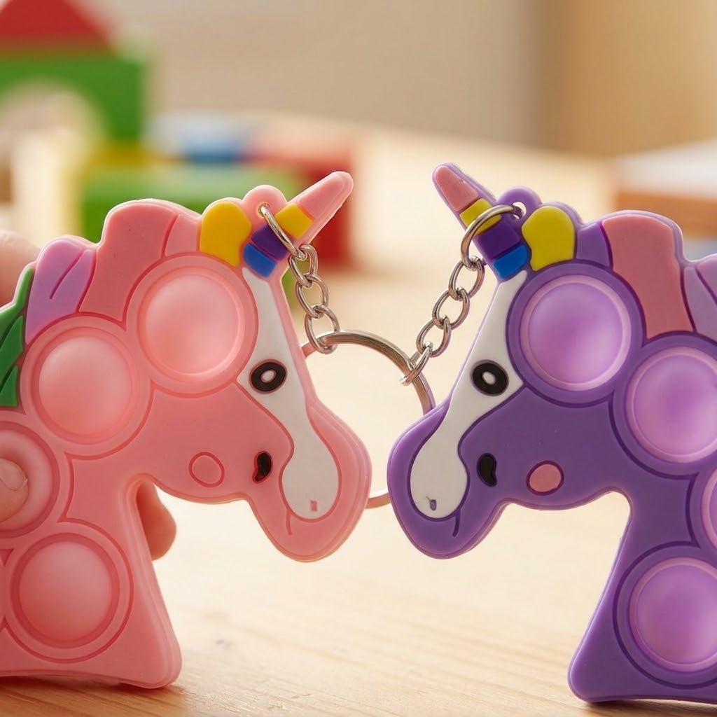 Unicorn Pop It Keychain 8 cm Fidget Toy - close-up