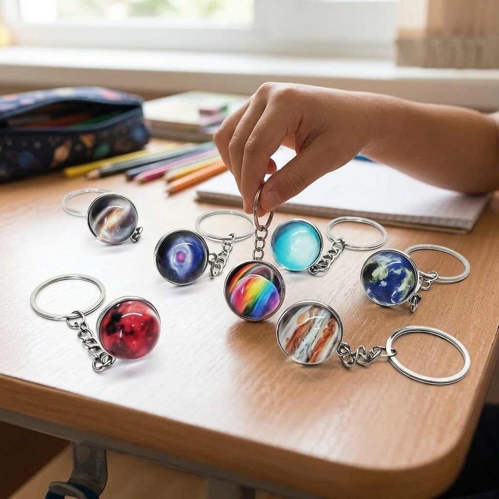 Planet Keychain Solar System Keyring 2.2 cm - lifestyle photo