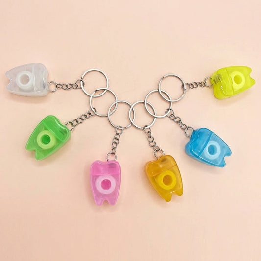 Tooth Dental Floss Keychain with Dispenser Box - studio photo