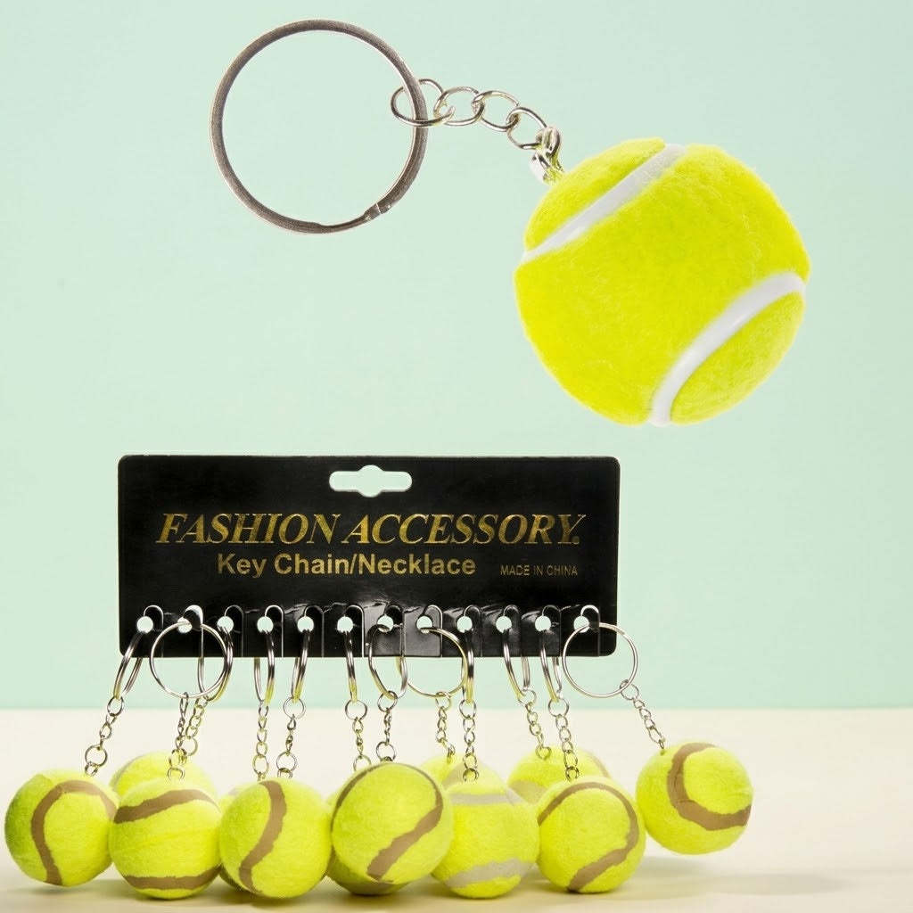 Tennis Ball Keychain Mini Sports Keyring 3.5 cm - studio photo