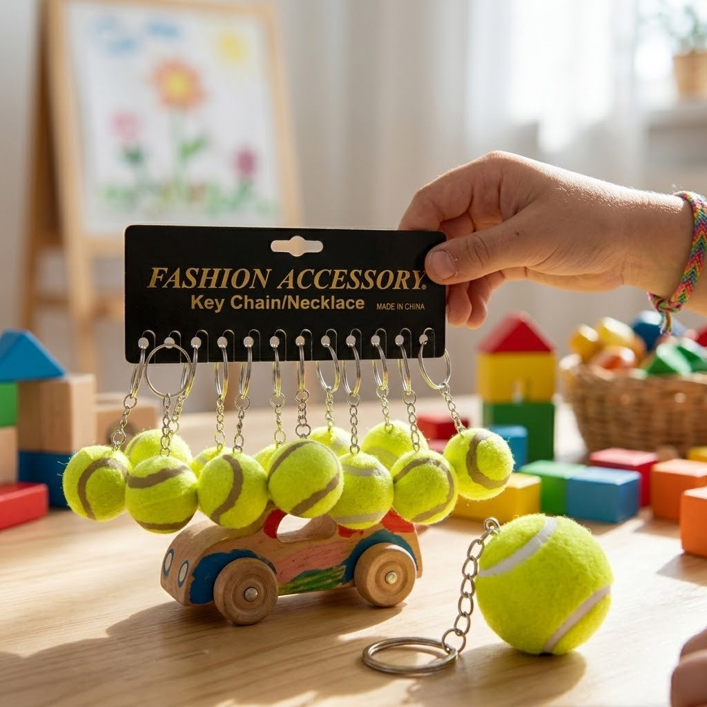 Tennis Ball Keychain Mini Sports Keyring 3.5 cm - lifestyle photo
