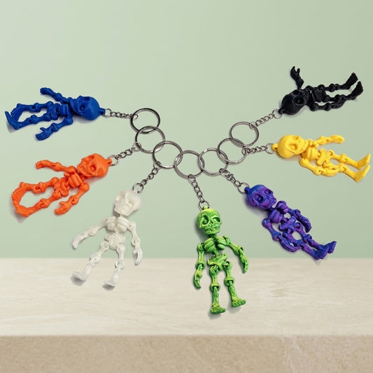 Articulated Skeleton Keychain 3D Printed 8 cm - studio photo