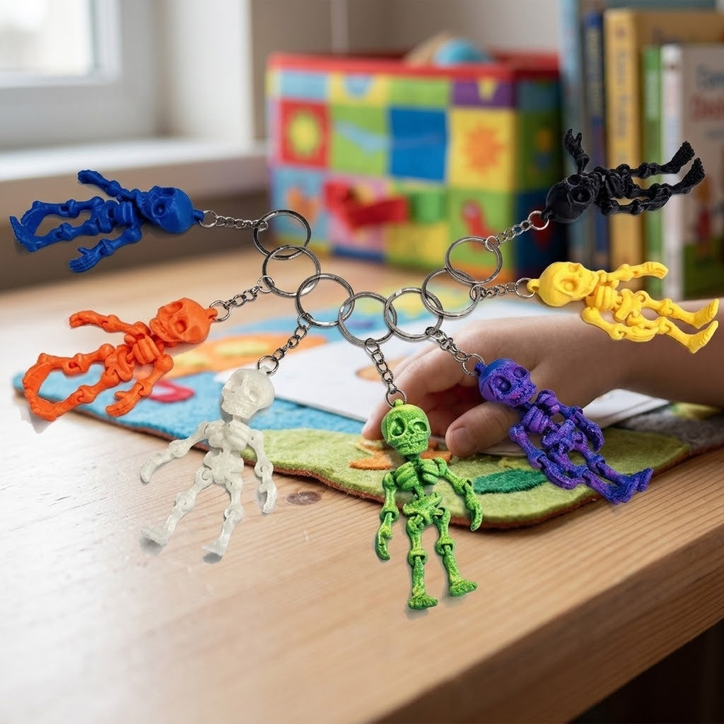 Articulated Skeleton Keychain 3D Printed 8 cm - lifestyle photo