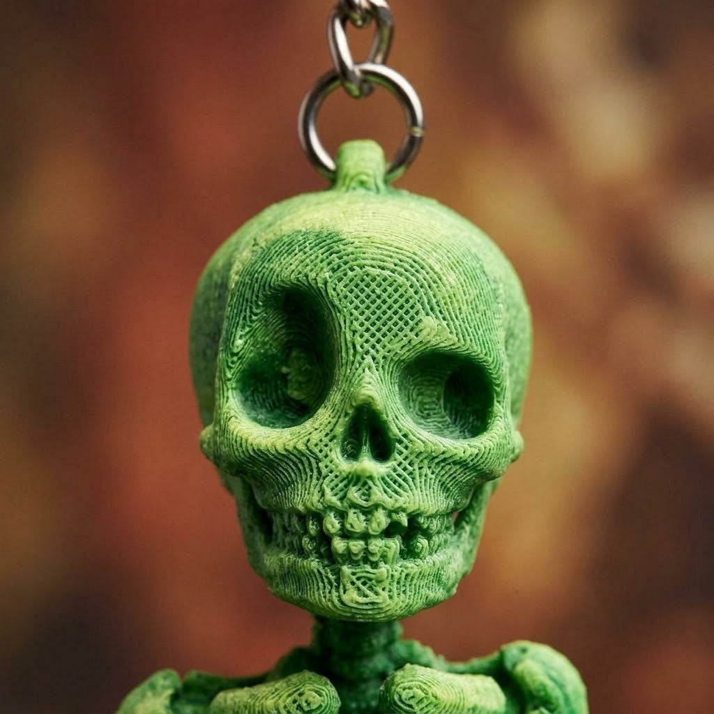 Articulated Skeleton Keychain 3D Printed 8 cm - close-up