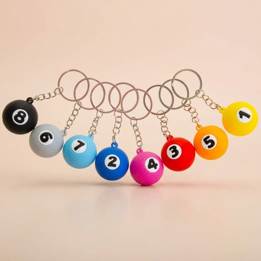 Billiard Ball Keychain Pool Ball Keyring 3 cm - studio photo
