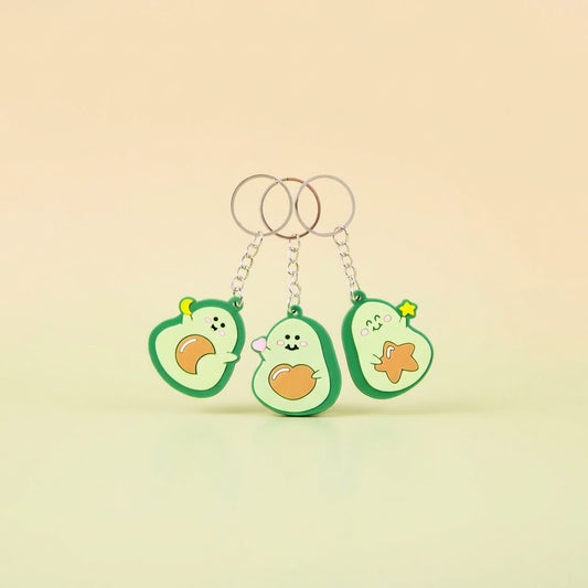 Kawaii Avocado Keychain Cute Food Keyring Set of 12 - studio photo