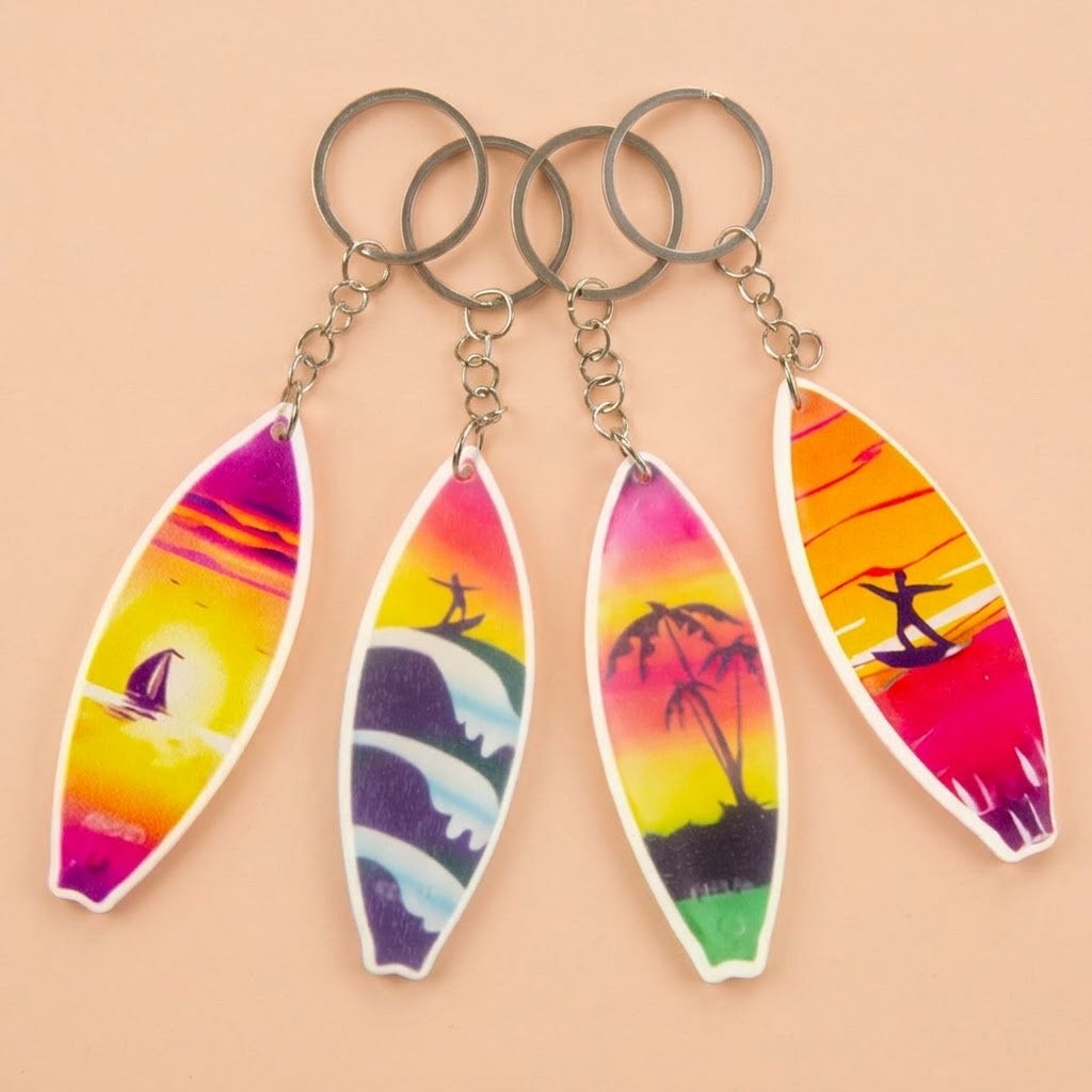 Surfboard Keychain Beach Surf Keyring 8.5 cm - studio photo