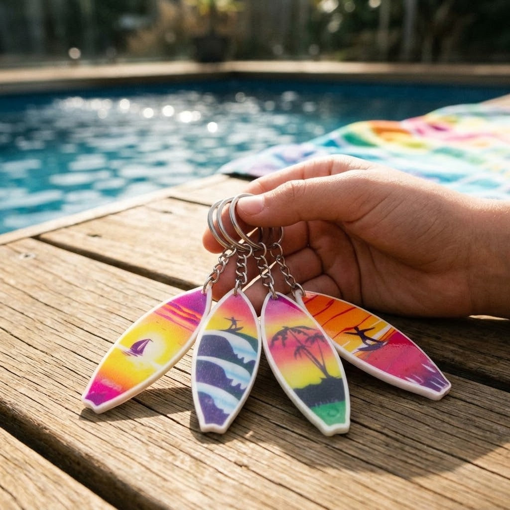 Surfboard Keychain Beach Surf Keyring 8.5 cm - lifestyle photo