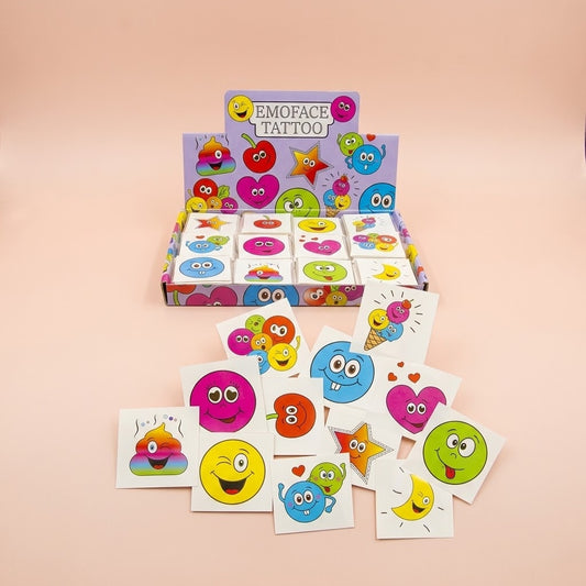 Emoji Face Temporary Tattoos Pack of 12 - studio photo