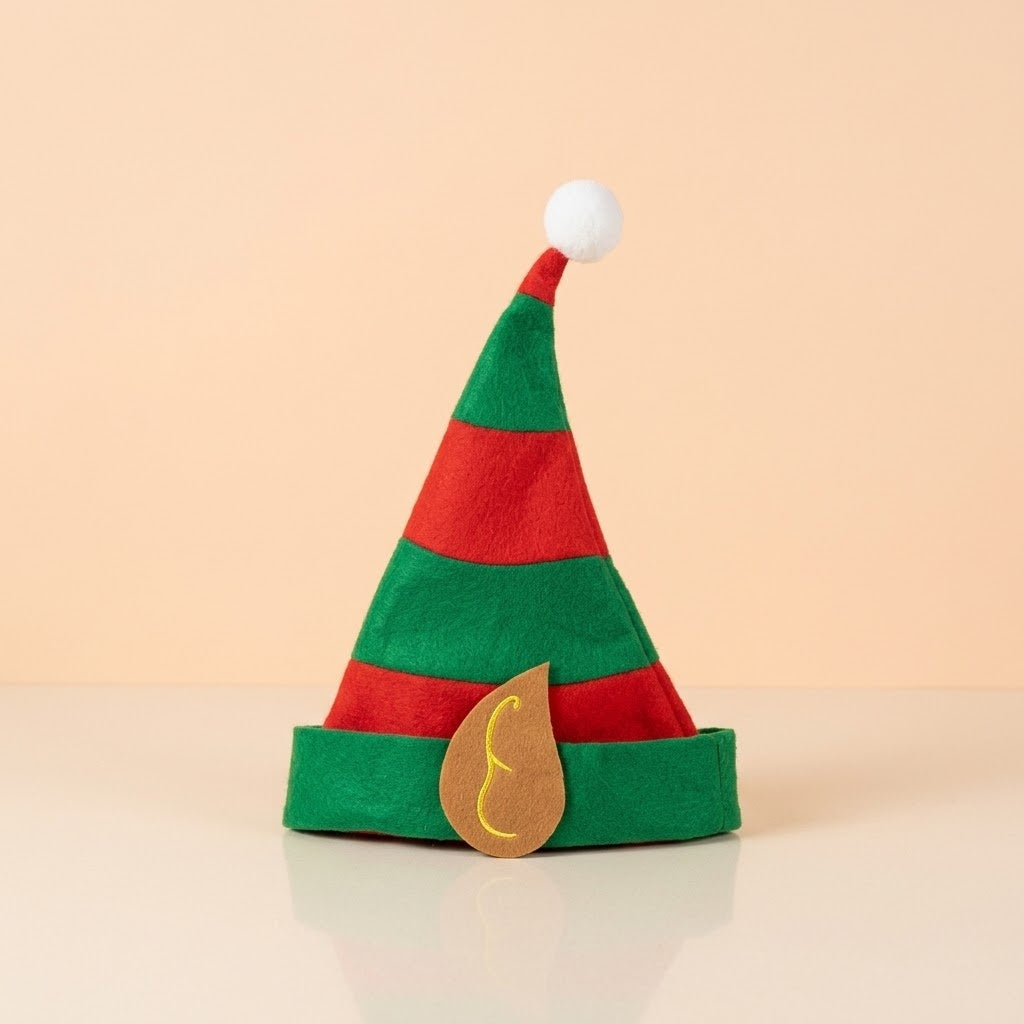 Felt Christmas Elf Hat with Elf Ears - studio photo