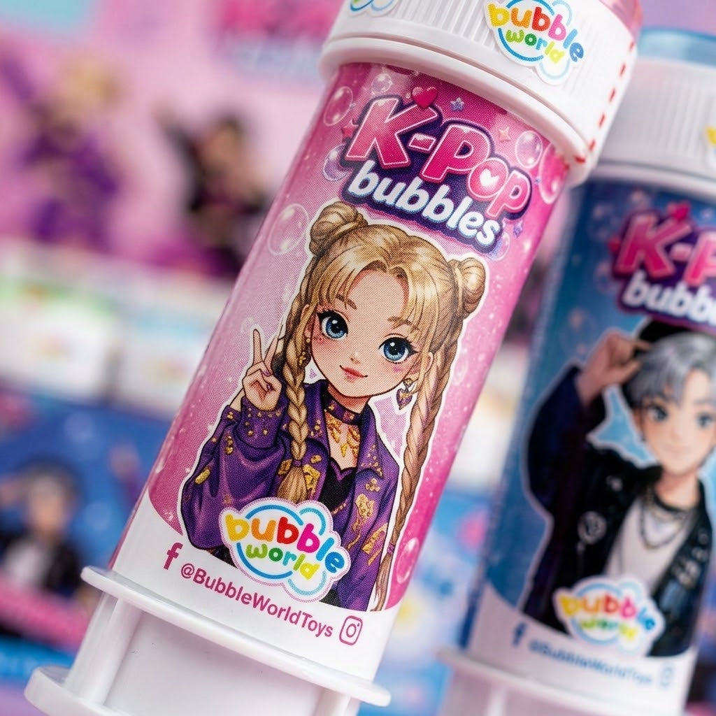 K-Pop Soap Bubbles 60 ml Tube with Maze Game Cap - close-up