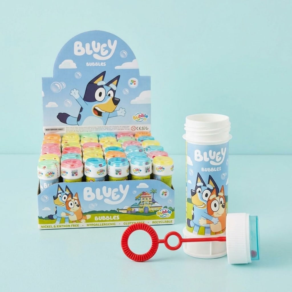 Bluey Soap Bubbles 60 ml Tube with Maze Game Cap - studio photo